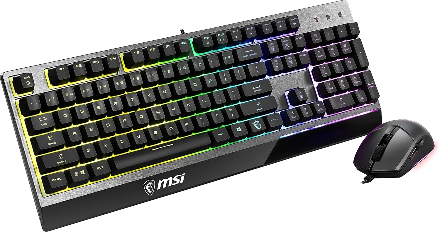 ست کیبورد گیمینگ MSI Vigor GK30 و ماوس گیمینگ GM11، نورپردازی RGB 6 ناحیه‌ای، ضد آب و مقاوم در برابر پاشش، 5000 DPI