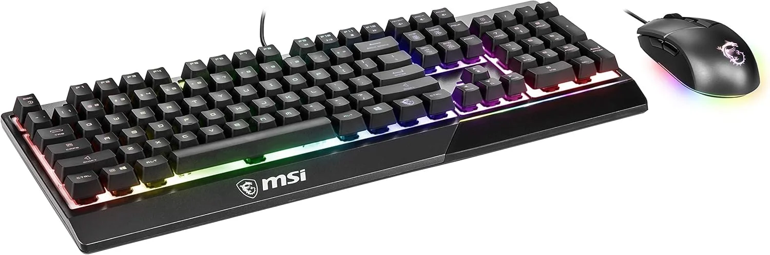ست کیبورد گیمینگ MSI Vigor GK30 و ماوس گیمینگ GM11، نورپردازی RGB 6 ناحیه‌ای، ضد آب و مقاوم در برابر پاشش، 5000 DPI