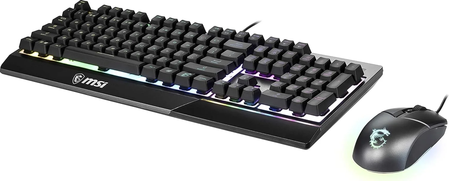 ست کیبورد گیمینگ MSI Vigor GK30 و ماوس گیمینگ GM11، نورپردازی RGB 6 ناحیه‌ای، ضد آب و مقاوم در برابر پاشش، 5000 DPI