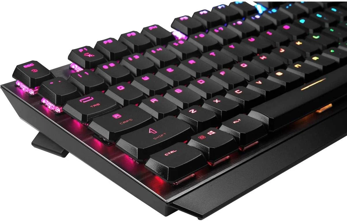 کیبورد گیمینگ مکانیکی نور پس زمینه RGB MSI VIGOR GK50 Low Profile US با کلیدهای Kailh Low Profile، ضد شبح، 104 کلید و بدنه آلومینیومی برس خورده