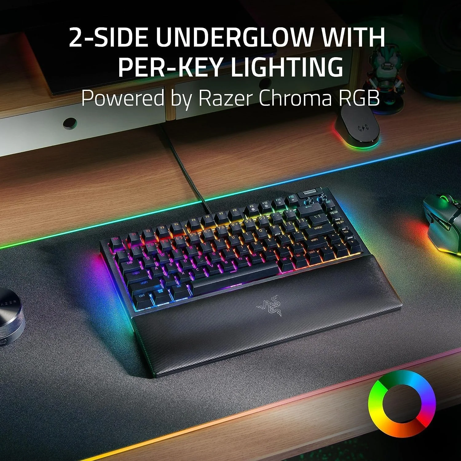 کیبورد گیمینگ مکانیکی 75% Razer BlackWidow V4، طراحی تعویض سریع، جمع و جور و بادوام، سوییچ های لمسی نارنجی، Chroma RGB، غلتک MF و کلیدهای رسانه ای، استراحتگاه مچ دست راحت - مشکی کیبورد گیمینگ مکانیکی 75% Razer BlackWidow V4، طراحی تعویض سریع، جمع و جور و بادوام، سوییچ های لمسی نارنجی، Chroma RGB، غلتک MF و کلیدهای رسانه ای، استراحتگاه مچ دست راحت - مشکی