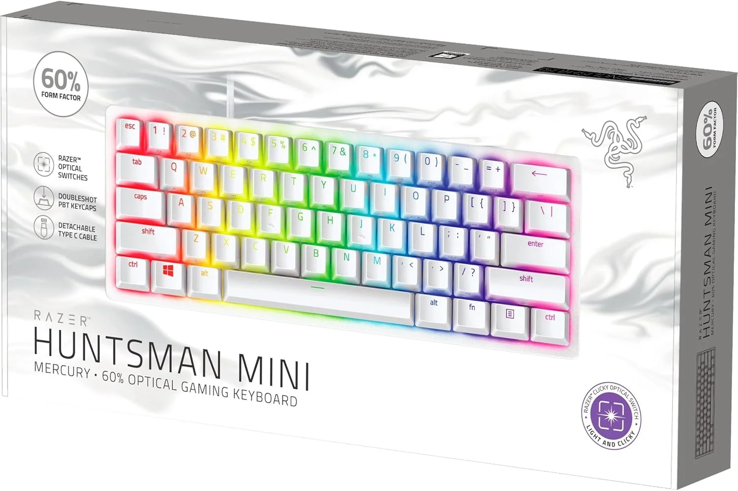 کیبورد گیمینگ اپتیکال 60 درصد سیم دار Razer Huntsman Mini با سوئیچ کلیکی، نور پس زمینه Chroma RGB، کیبوردهای PBT، کیبوردهای مکانیکی برای بازی های رایانه شخصی کیبورد گیمینگ اپتیکال 60 درصد سیم دار Razer Huntsman Mini با سوئیچ کلیکی، نور پس زمینه Chroma RGB، کیبوردهای PBT، کیبوردهای مکانیکی برای بازی های رایانه شخصی
