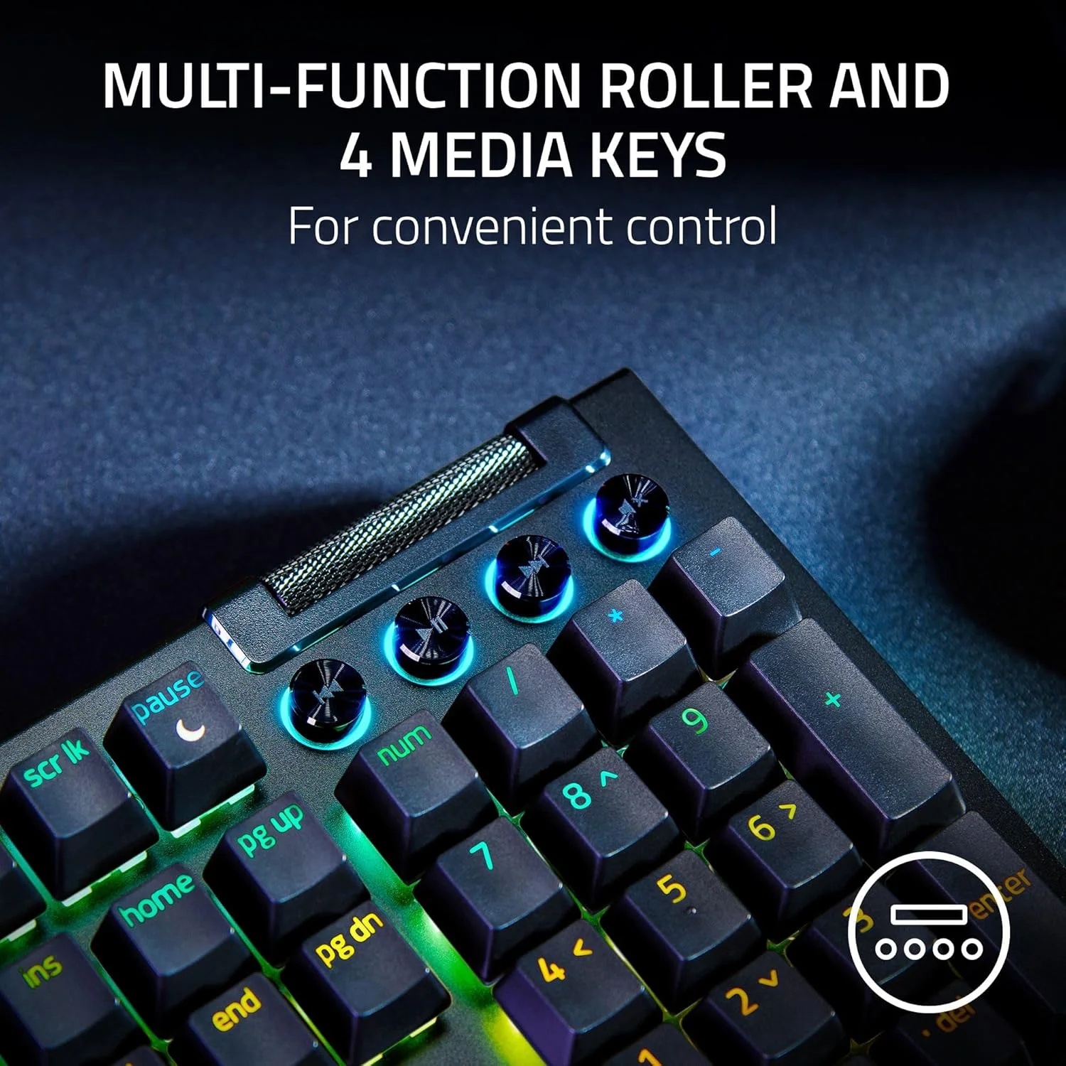 کیبورد گیمینگ مکانیکی Razer BlackWidow V4، سوئیچهای سبز لمسی و کلیکی، Chroma RGB، 6 کلید ماکرو اختصاصی، استراحتگاه مچی مغناطیسی، کلیدهای ABS با قالبگیری دوبل - مشکی کیبورد گیمینگ مکانیکی Razer BlackWidow V4، سوئیچهای سبز لمسی و کلیکی، Chroma RGB، 6 کلید ماکرو اختصاصی، استراحتگاه مچی مغناطیسی، کلیدهای ABS با قالبگیری دوبل - مشکی