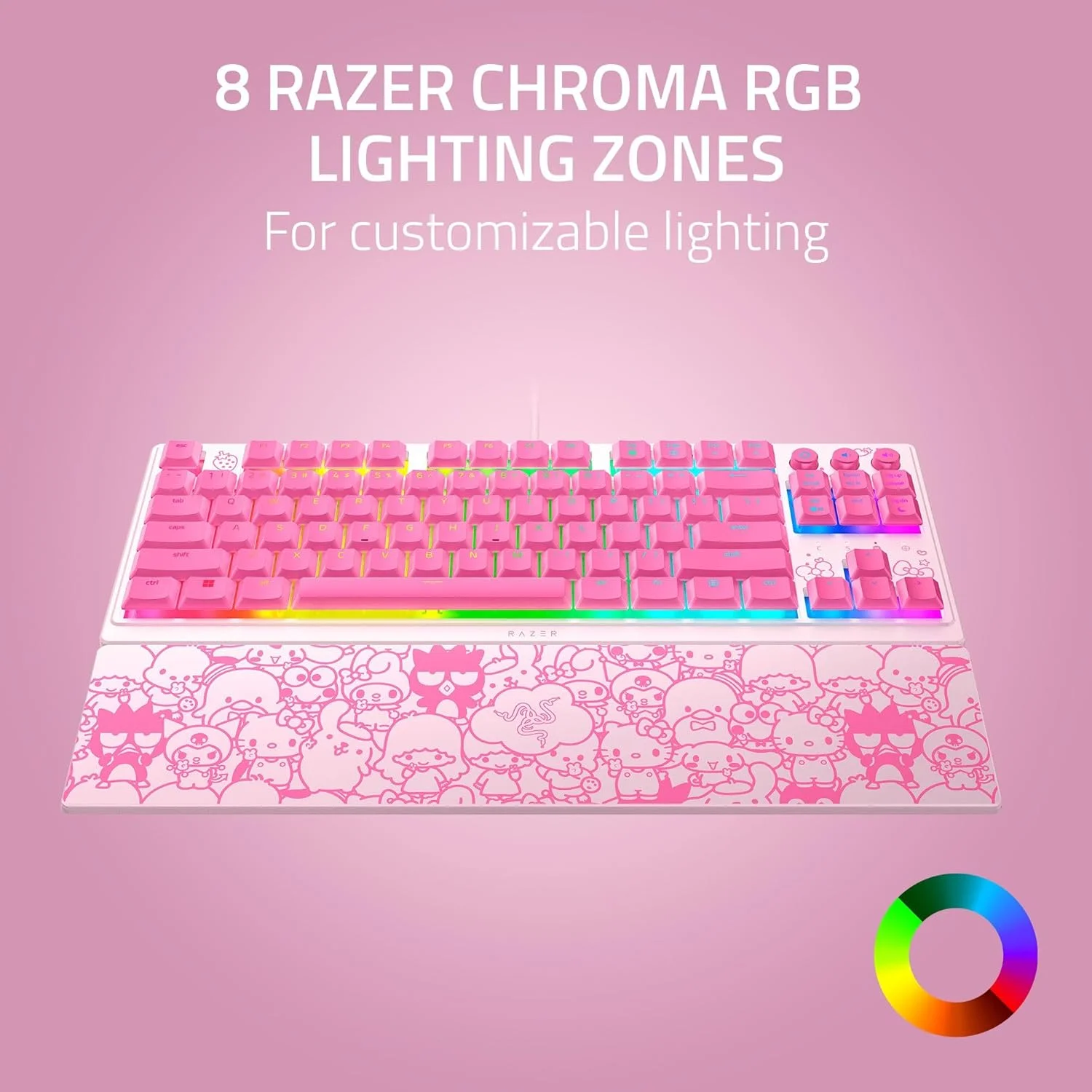 کیبورد گیمینگ Razer Ornata V3 TKL: کلیدهای کم ارتفاع - سوییچهای Mecha-Membrane - کلیدهای با روکش UV - کلیدهای رسانه ای با نور پس زمینه - نورپردازی RGB 8 منطقه ای - استراحتگاه مچی مغناطیسی - نسخه Hello Kitty & Friends کیبورد گیمینگ Razer Ornata V3 TKL: کلیدهای کم ارتفاع - سوییچهای Mecha-Membrane - کلیدهای با روکش UV - کلیدهای رسانه ای با نور پس زمینه - نورپردازی RGB 8 منطقه ای - استراحتگاه مچی مغناطیسی - نسخه Hello Kitty & Friends