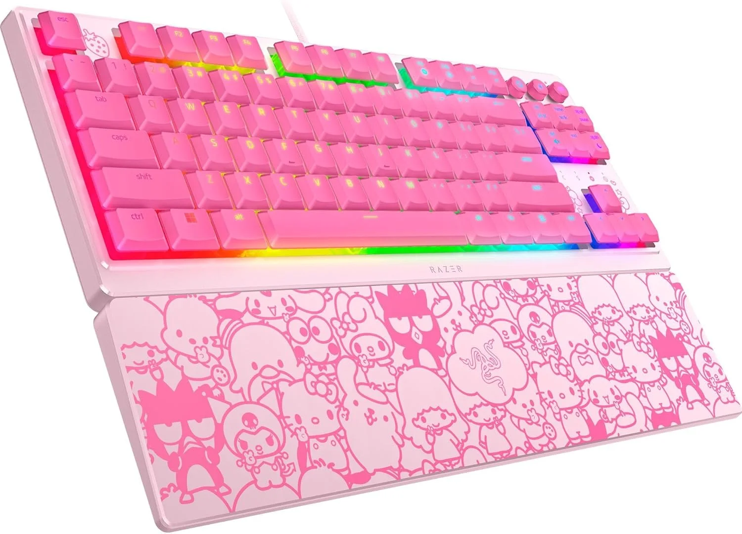 کیبورد گیمینگ Razer Ornata V3 TKL: کلیدهای کم ارتفاع - سوییچهای Mecha-Membrane - کلیدهای با روکش UV - کلیدهای رسانه ای با نور پس زمینه - نورپردازی RGB 8 منطقه ای - استراحتگاه مچی مغناطیسی - نسخه Hello Kitty & Friends کیبورد گیمینگ Razer Ornata V3 TKL: کلیدهای کم ارتفاع - سوییچهای Mecha-Membrane - کلیدهای با روکش UV - کلیدهای رسانه ای با نور پس زمینه - نورپردازی RGB 8 منطقه ای - استراحتگاه مچی مغناطیسی - نسخه Hello Kitty & Friends