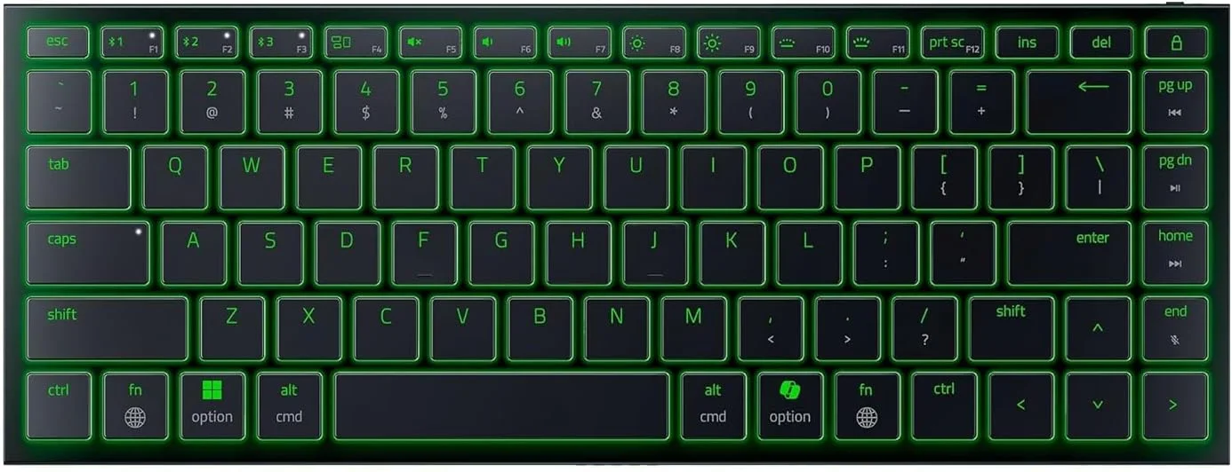 کیبورد گیمینگ بی‌سیم قابل حمل Razer Joro: نازک، سبک، جمع و جور، Chroma RGB، سوییچ‌های کم ارتفاع، بلوتوث، عمر باتری طولانی، Snap Tap، برای لپ‌تاپ‌های PC و Mac، Steam Deck، تلفن هوشمند - مشکی