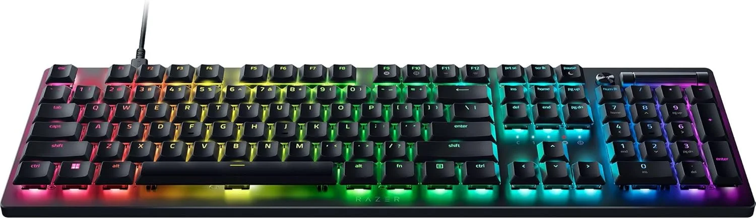 کیبورد گیمینگ Razer DeathStalker V2: سوییچ‌های اپتیکال کم‌ارتفاع - قرمز خطی - کلیدهای با روکش بسیار بادوام - صفحه رویی آلومینیومی بادوام - غلطک چند منظوره - دکمه رسانه - Chroma RGB - مشکی