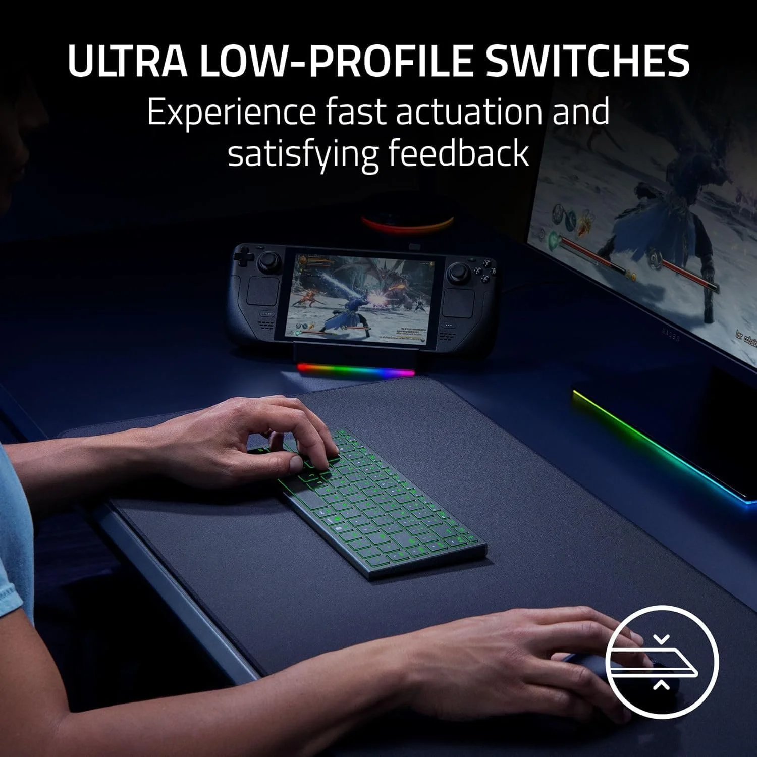 کیبورد گیمینگ بیسیم قابل حمل Razer Joro: نازک، سبک، جمع و جور، Chroma RGB، سوییچهای کم ارتفاع، بلوتوث، عمر باتری طولانی، Snap Tap، برای لپتاپهای PC و Mac، Steam Deck، تلفن هوشمند - مشکی کیبورد گیمینگ بیسیم قابل حمل Razer Joro: نازک، سبک، جمع و جور، Chroma RGB، سوییچهای کم ارتفاع، بلوتوث، عمر باتری طولانی، Snap Tap، برای لپتاپهای PC و Mac، Steam Deck، تلفن هوشمند - مشکی