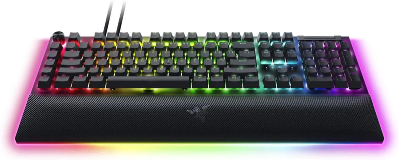 کیبورد گیمینگ مکانیکی سیم دار Razer BlackWidow V4 Pro: سوییچ های نارنجی لمسی و بی صدا - کلیدهای ABS دوتایی - دکمه چرخشی - Chroma RGB - استراحتگاه مچی مغناطیسی - Snap Tap کیبورد گیمینگ مکانیکی سیم دار Razer BlackWidow V4 Pro: سوییچ های نارنجی لمسی و بی صدا - کلیدهای ABS دوتایی - دکمه چرخشی - Chroma RGB - استراحتگاه مچی مغناطیسی - Snap Tap