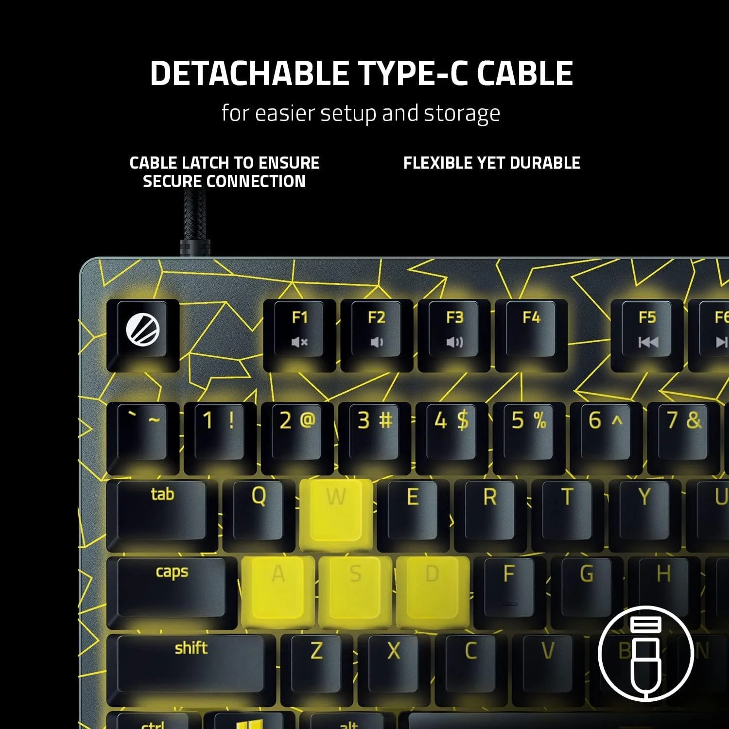 کیبورد گیمینگ بدون کلید Razer Huntsman V2 TKL با سوییچ‌های اپتیکال خطی سریع نسل 2، دارای صدا خفه کن و نرخ نظرسنجی 8000 هرتز، مشکی، RZ03-03941700-R3M1