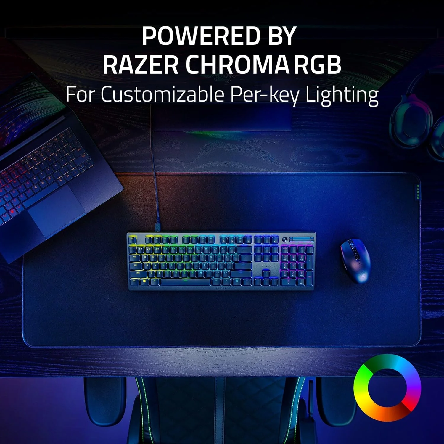 کیبورد گیمینگ Razer DeathStalker V2: سوییچ‌های اپتیکال کم‌ارتفاع - قرمز خطی - کلیدهای با روکش بسیار بادوام - صفحه رویی آلومینیومی بادوام - غلطک چند منظوره - دکمه رسانه - Chroma RGB - مشکی