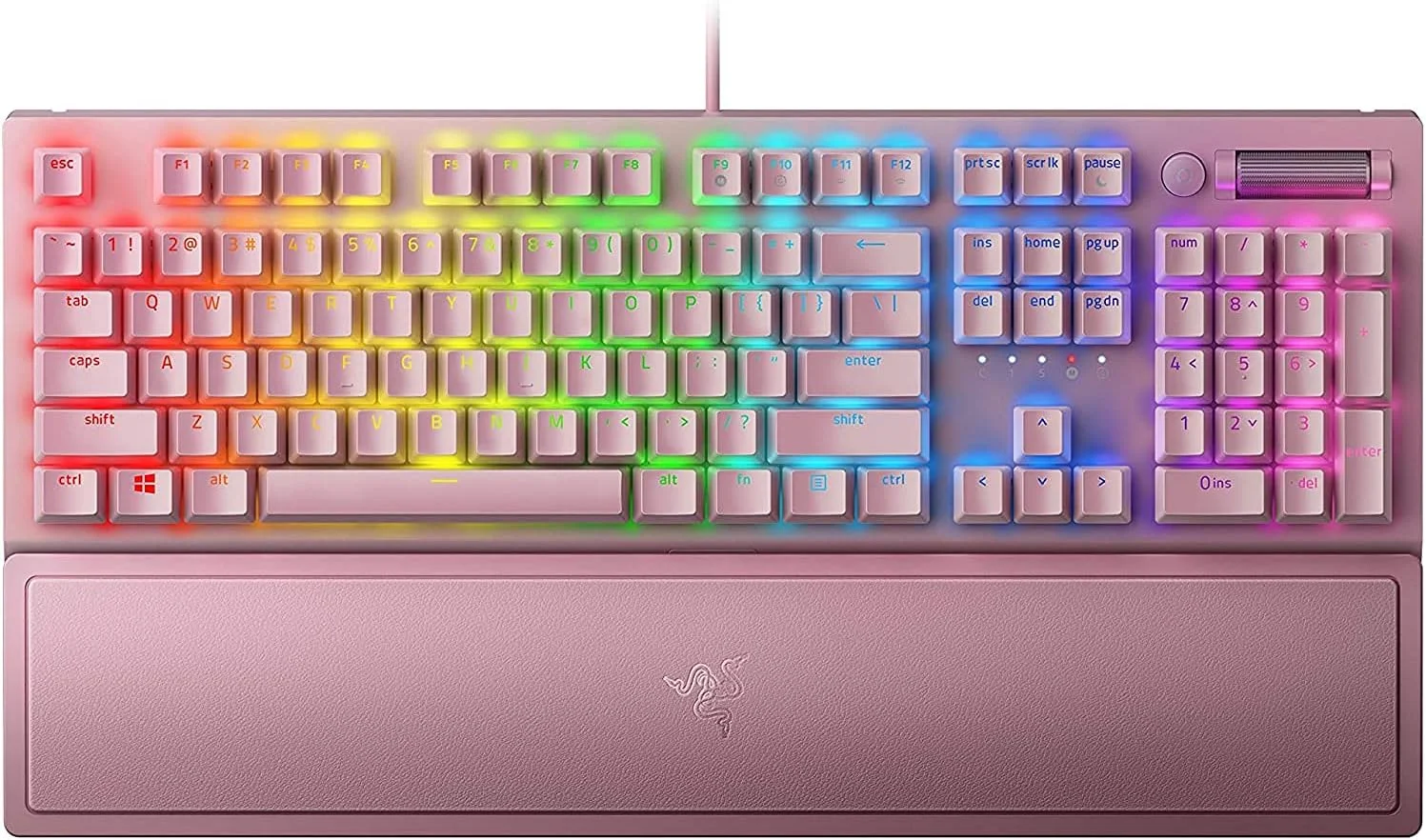 کیبورد گیمینگ مکانیکی Razer BlackWidow V3: سوییچ‌های مکانیکی سبز - لمسی و کلیکی - نورپردازی Chroma RGB - فرم فاکتور جمع و جور - عملکرد ماکرو قابل برنامه ریزی - USB Passthrough - کوارتز