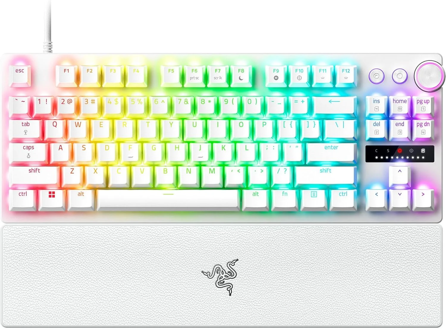 Razer - Huntsman V3 Pro TKL کیبورد اپتیکال آنالوگ مخصوص بازی های Esports با سیم با حالت Snap Tap، Rapid Trigger و Actuation قابل تنظیم - سفید (بازسازی شده)