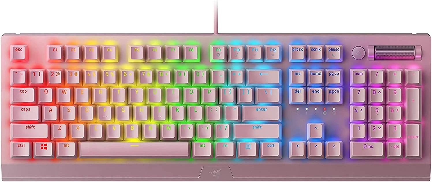 کیبورد گیمینگ مکانیکی Razer BlackWidow V3: سوییچهای مکانیکی سبز - لمسی و کلیکی - نورپردازی Chroma RGB - فرم فاکتور جمع و جور - عملکرد ماکرو قابل برنامه ریزی - USB Passthrough - کوارتز کیبورد گیمینگ مکانیکی Razer BlackWidow V3: سوییچهای مکانیکی سبز - لمسی و کلیکی - نورپردازی Chroma RGB - فرم فاکتور جمع و جور - عملکرد ماکرو قابل برنامه ریزی - USB Passthrough - کوارتز