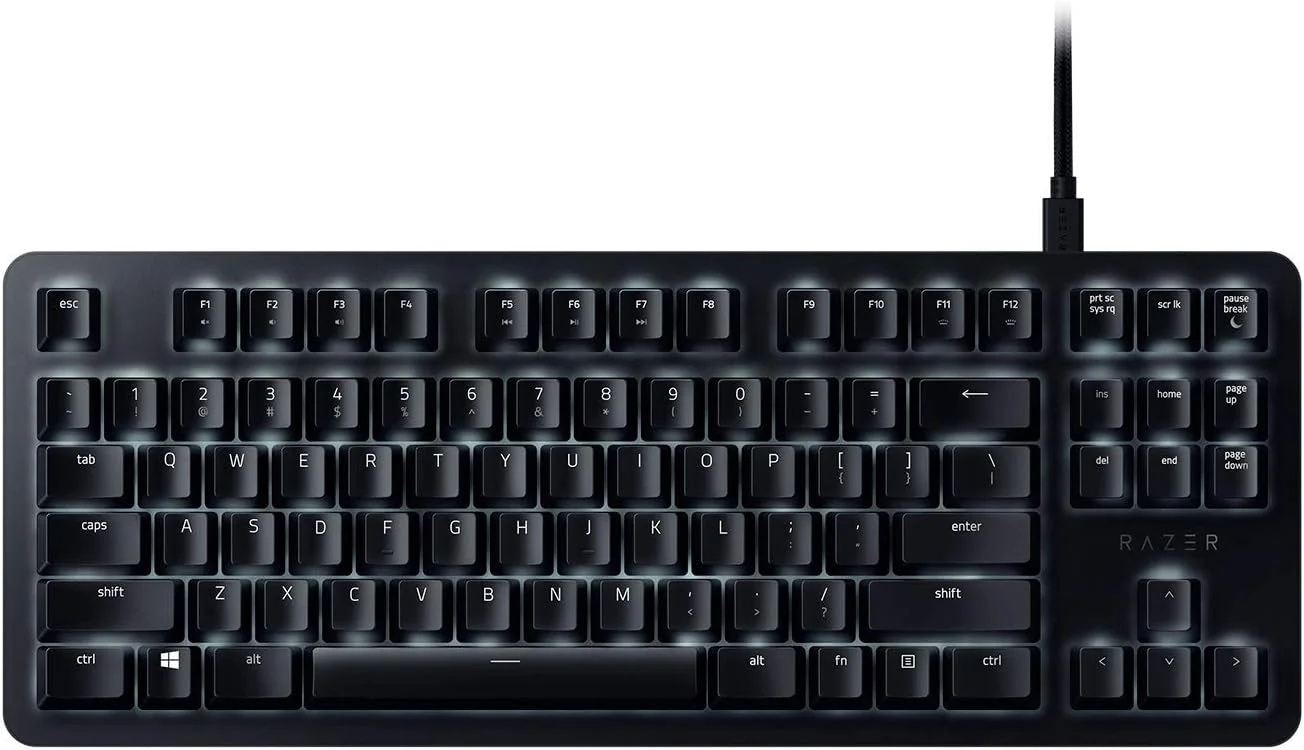 کیبورد مکانیکی گیمینگ ریزر BlackWidow Lite TKL Tenkeyless: سوییچ های نارنجی - لمسی و بی صدا - نورپردازی سفید تک تک کلیدها - طراحی جمع و جور - کابل جداشدنی - مشکی کلاسیک