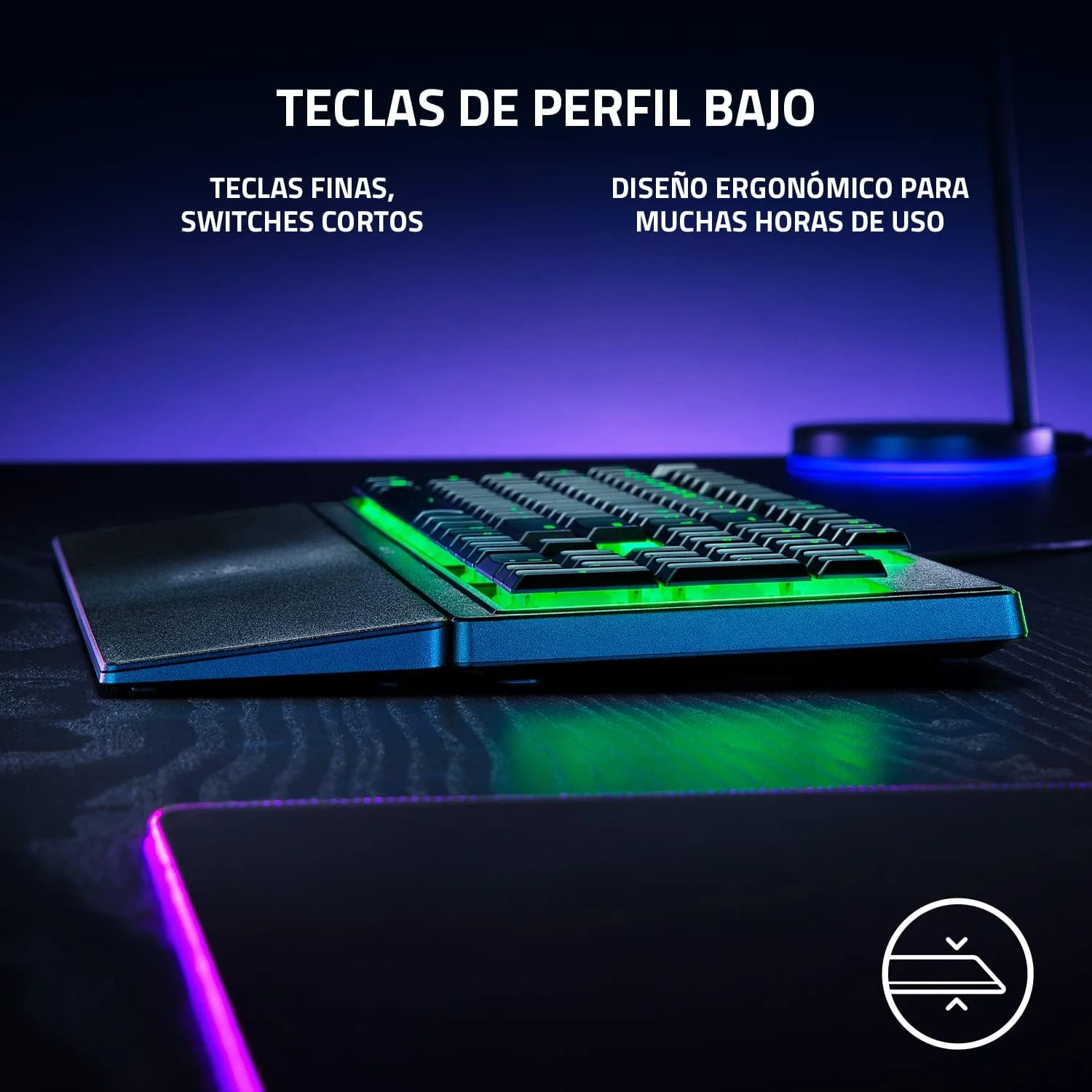 کیبورد گیمینگ ریزر Ornata V3 X با نورپردازی Razer Chroma RGB (سوییچ ممبرین هیبریدی، استراحتگاه مچ ارگونومیک) طرح ES | مشکی کیبورد گیمینگ ریزر Ornata V3 X با نورپردازی Razer Chroma RGB (سوییچ ممبرین هیبریدی، استراحتگاه مچ ارگونومیک) طرح ES | مشکی