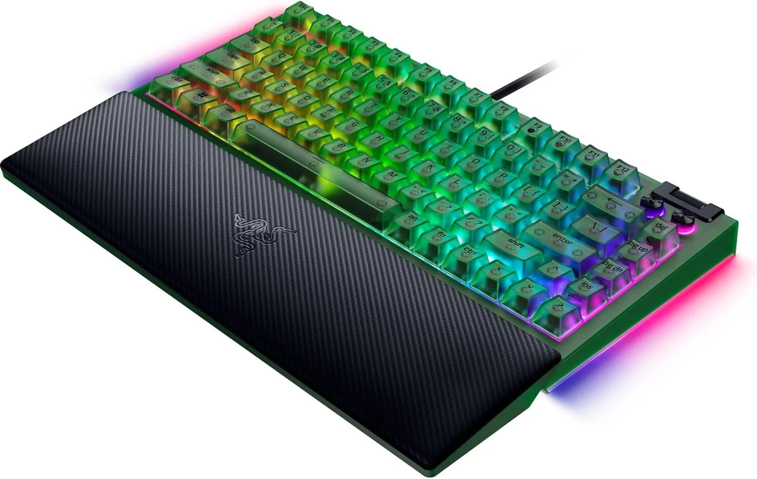 کیبورد گیمینگ مکانیکی Razer BlackWidow V4 75%: طراحی تعویض آسان سوییچ - جمع و جور و بادوام - سوییچ های نارنجی لمسی - Chroma RGB - کلیدهای MF Roller و Media - استراحتگاه مچ دست راحت - سبز شبح