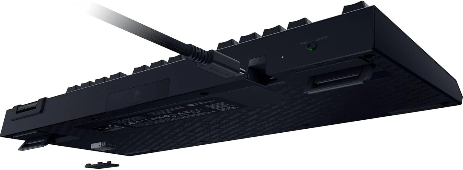 کیبورد گیمینگ بیسیم و هات سواپ ریزر BlackWidow V4 TKL HyperSpeed: سوییچهای نارنجی لمسی - بیسیم و بلوتوث - غلطک چند منظوره و دکمههای کنترلی - Chroma RGB - عمر باتری طولانی کیبورد گیمینگ بیسیم و هات سواپ ریزر BlackWidow V4 TKL HyperSpeed: سوییچهای نارنجی لمسی - بیسیم و بلوتوث - غلطک چند منظوره و دکمههای کنترلی - Chroma RGB - عمر باتری طولانی