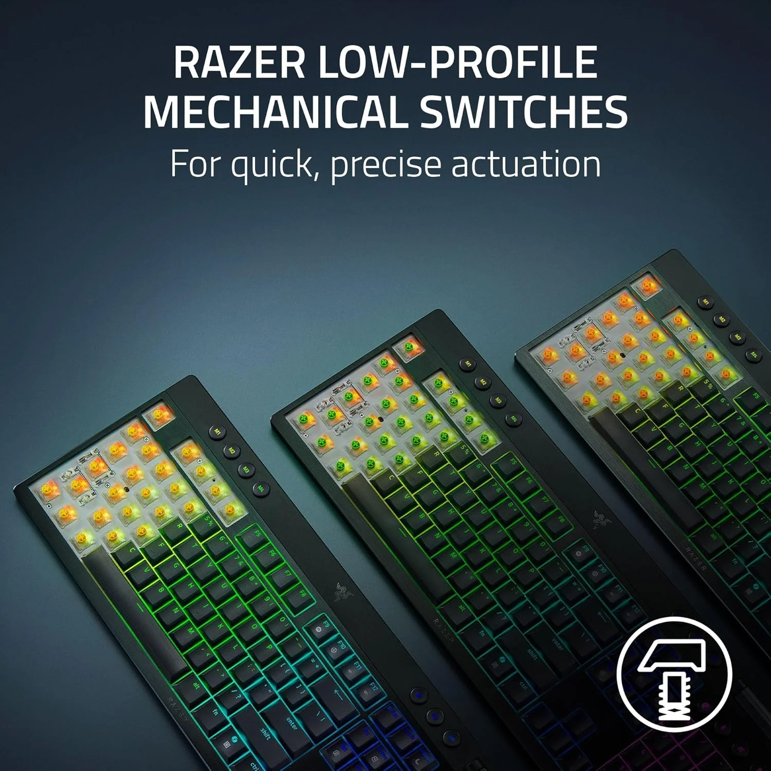 کیبورد گیمینگ بی‌سیم Razer BlackWidow V4 Tenkeyless HyperSpeed با قابلیت تعویض سوییچ - سوییچ نارنجی، طرح‌بندی ایالات متحده (BT، چرخ چند منظوره و 3 دکمه)