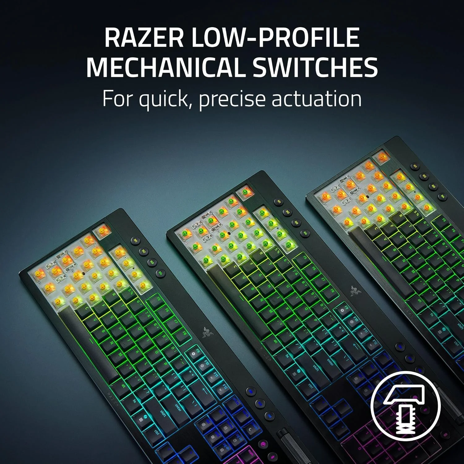 کیبورد گیمینگ بی‌سیم Razer BlackWidow V4 Low Profile HyperSpeed: سوییچ‌های مکانیکی نارنجی - بی‌سیم 2.4 گیگاهرتز و بلوتوث - غلطک چند منظوره - 11 دکمه کنترلی - عمر باتری طولانی