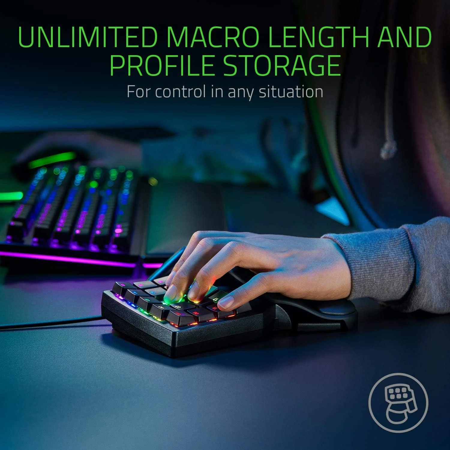 صفحه کلید گیمینگ Razer Tartarus Pro - سوییچ آنالوگ-اپتیکال، 32 کلید قابل برنامه ریزی، نورپردازی Chroma RGB، قابلیت ماکروی قابل برنامه ریزی - مشکی