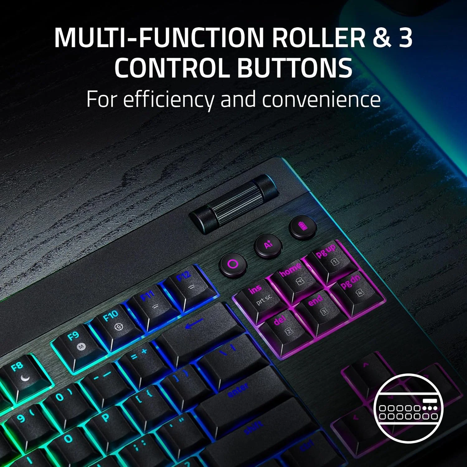 کیبورد گیمینگ بی‌سیم Razer BlackWidow V4 Tenkeyless HyperSpeed با قابلیت تعویض سوییچ - سوییچ نارنجی، طرح‌بندی ایالات متحده (BT، چرخ چند منظوره و 3 دکمه)