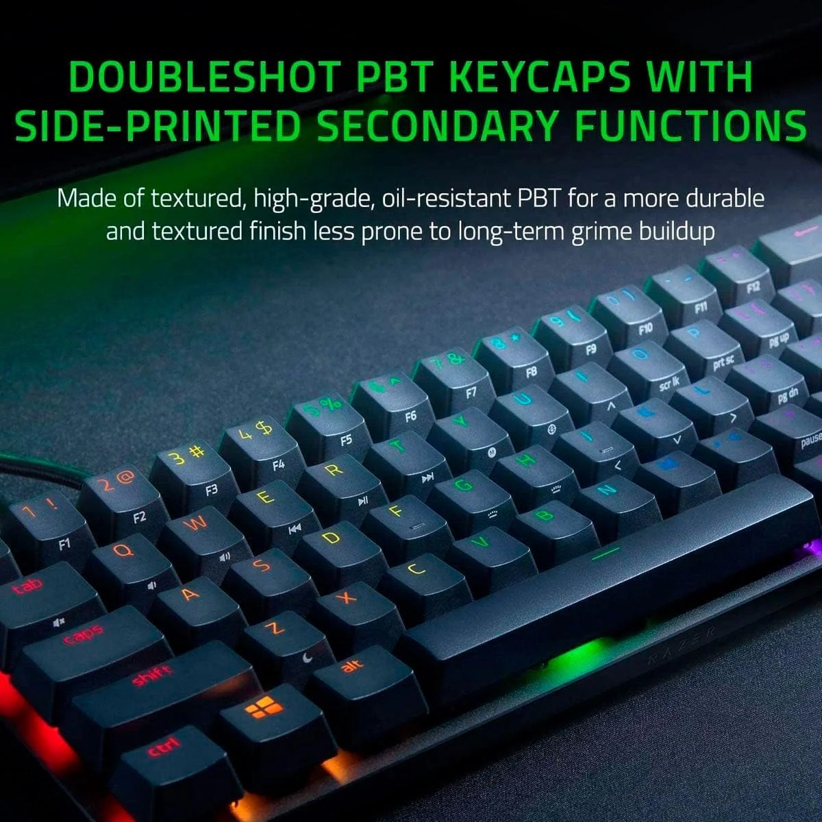 کیبورد گیمینگ 60% Razer Huntsman Mini: سوییچ‌های سریع کیبورد - سوییچ‌های اپتیکال خطی - نورپردازی Chroma RGB - کلیدهای PBT - حافظه داخلی - Snap Tap - مشکی (بازسازی شده)