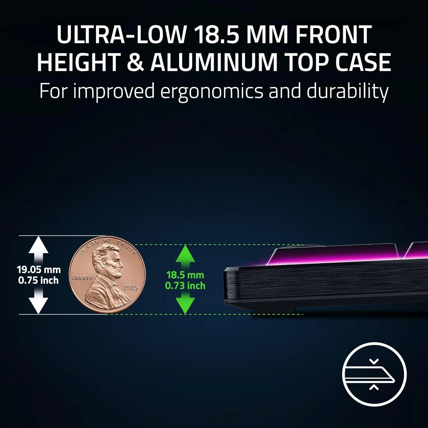 کیبورد گیمینگ بی‌سیم Razer BlackWidow V4 Low Profile HyperSpeed: سوییچ‌های مکانیکی نارنجی - بی‌سیم 2.4 گیگاهرتز و بلوتوث - غلطک چند منظوره - 11 دکمه کنترلی - عمر باتری طولانی