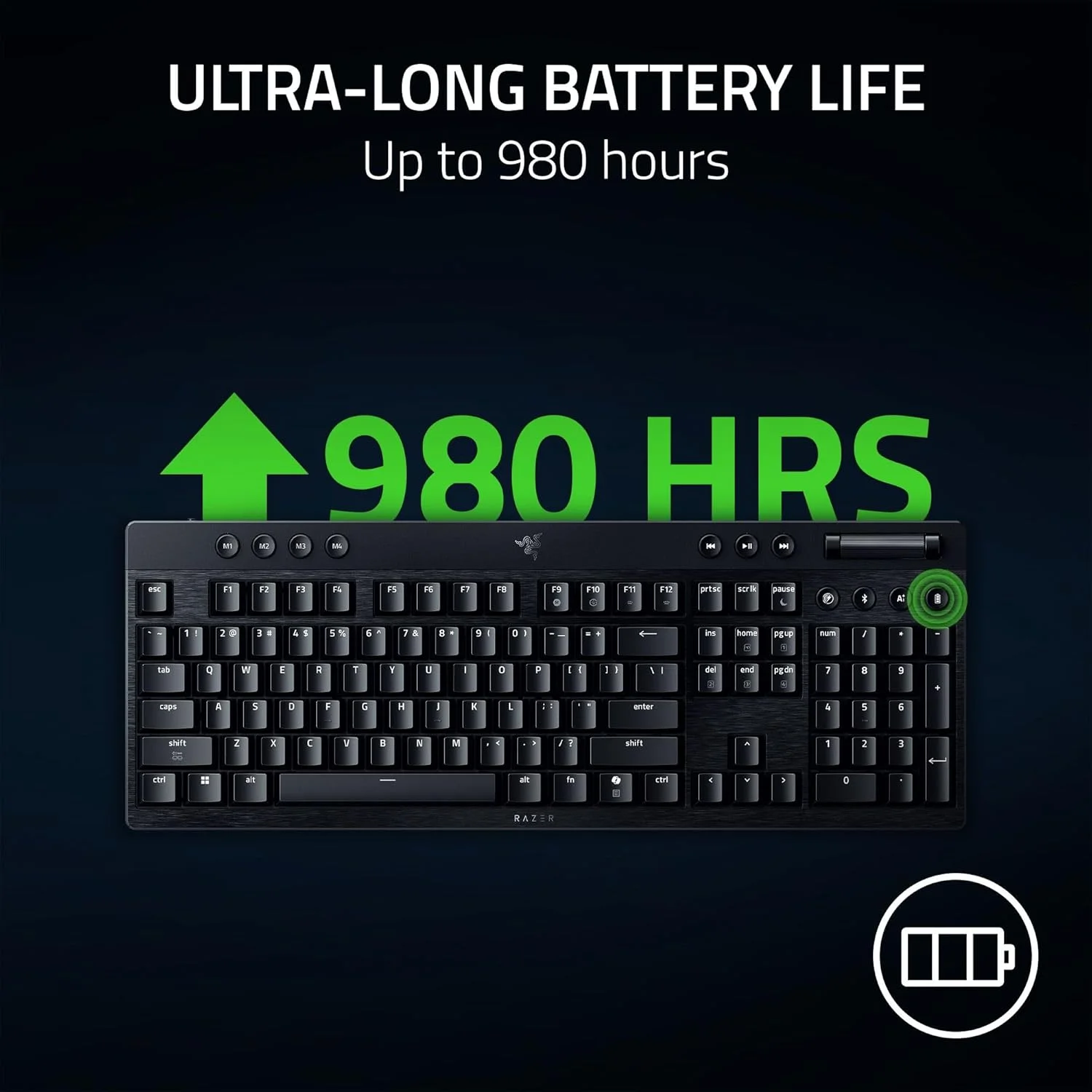 کیبورد گیمینگ بی‌سیم Razer BlackWidow V4 Low Profile HyperSpeed: سوییچ‌های مکانیکی نارنجی - بی‌سیم 2.4 گیگاهرتز و بلوتوث - غلطک چند منظوره - 11 دکمه کنترلی - عمر باتری طولانی