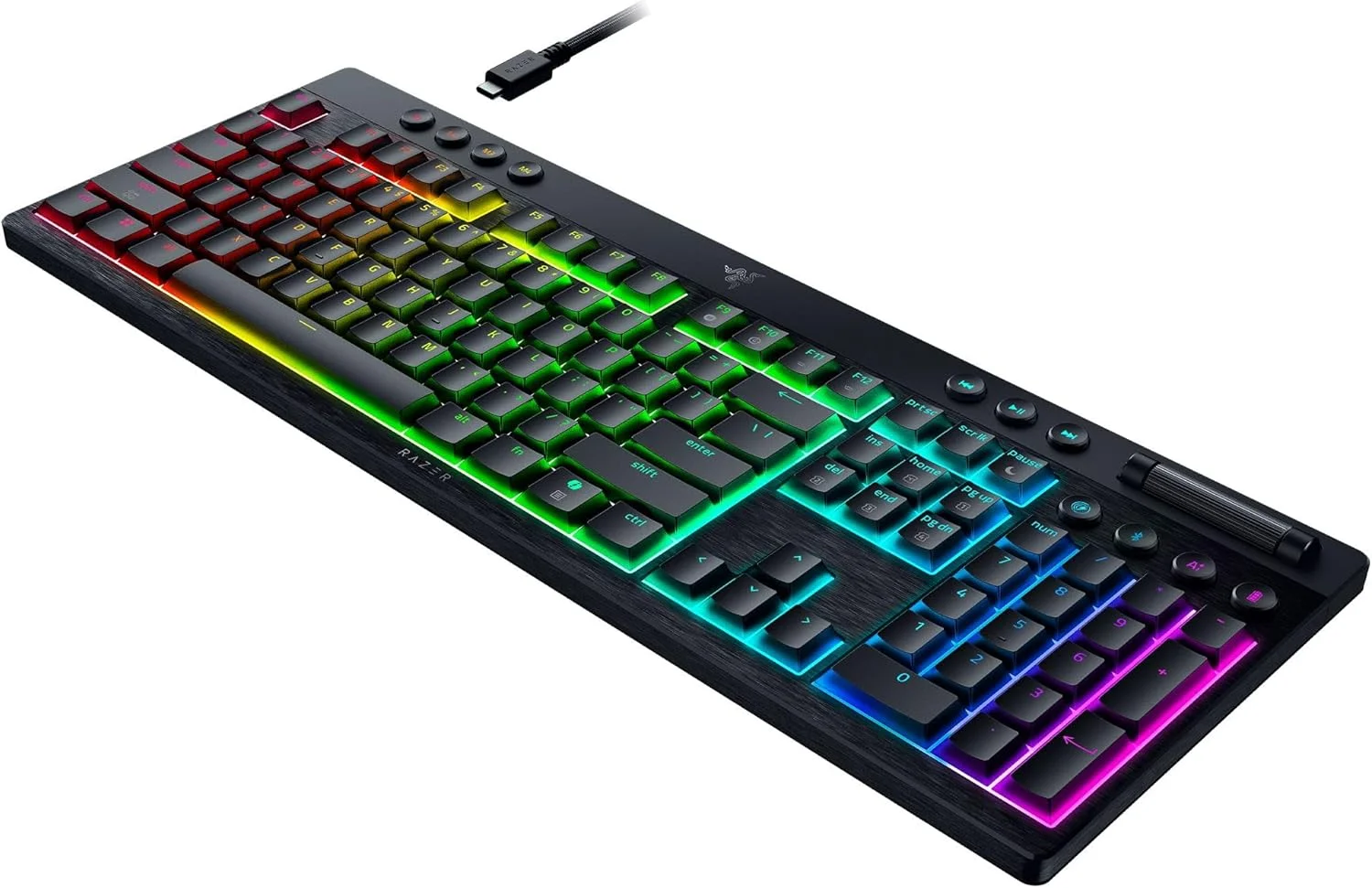 کیبورد گیمینگ بی‌سیم Razer BlackWidow V4 Low Profile HyperSpeed: سوییچ‌های مکانیکی نارنجی - بی‌سیم 2.4 گیگاهرتز و بلوتوث - غلطک چند منظوره - 11 دکمه کنترلی - عمر باتری طولانی