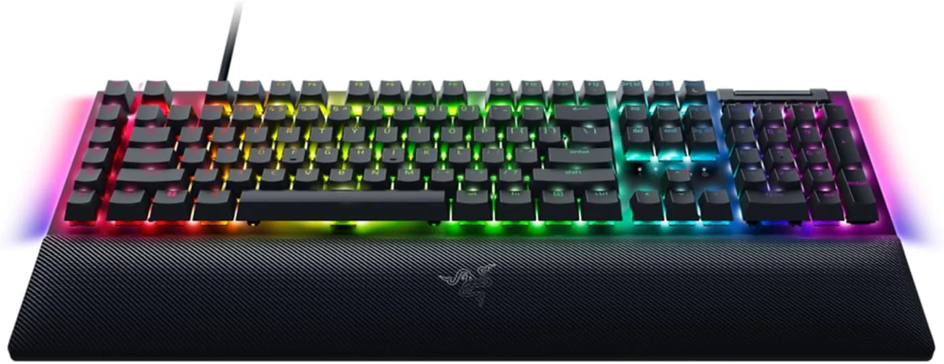 کیبورد گیمینگ مکانیکی Razer BlackWidow V4 (سوییچ سبز) - Razer Snap Tap (سوییچ‌های مکانیکی کلیکی، 6 کلید ماکرو اختصاصی، کلیدهای ABS Doubleshot، Chroma RGB) طرح‌بندی UK | مشکی