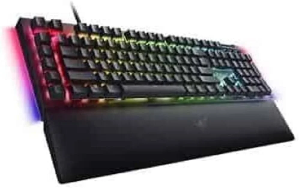 کیبورد گیمینگ مکانیکی Razer BlackWidow V4 (سوییچ سبز) - Razer Snap Tap (سوییچ‌های مکانیکی کلیکی، 6 کلید ماکرو اختصاصی، کلیدهای ABS Doubleshot، Chroma RGB) طرح‌بندی UK | مشکی