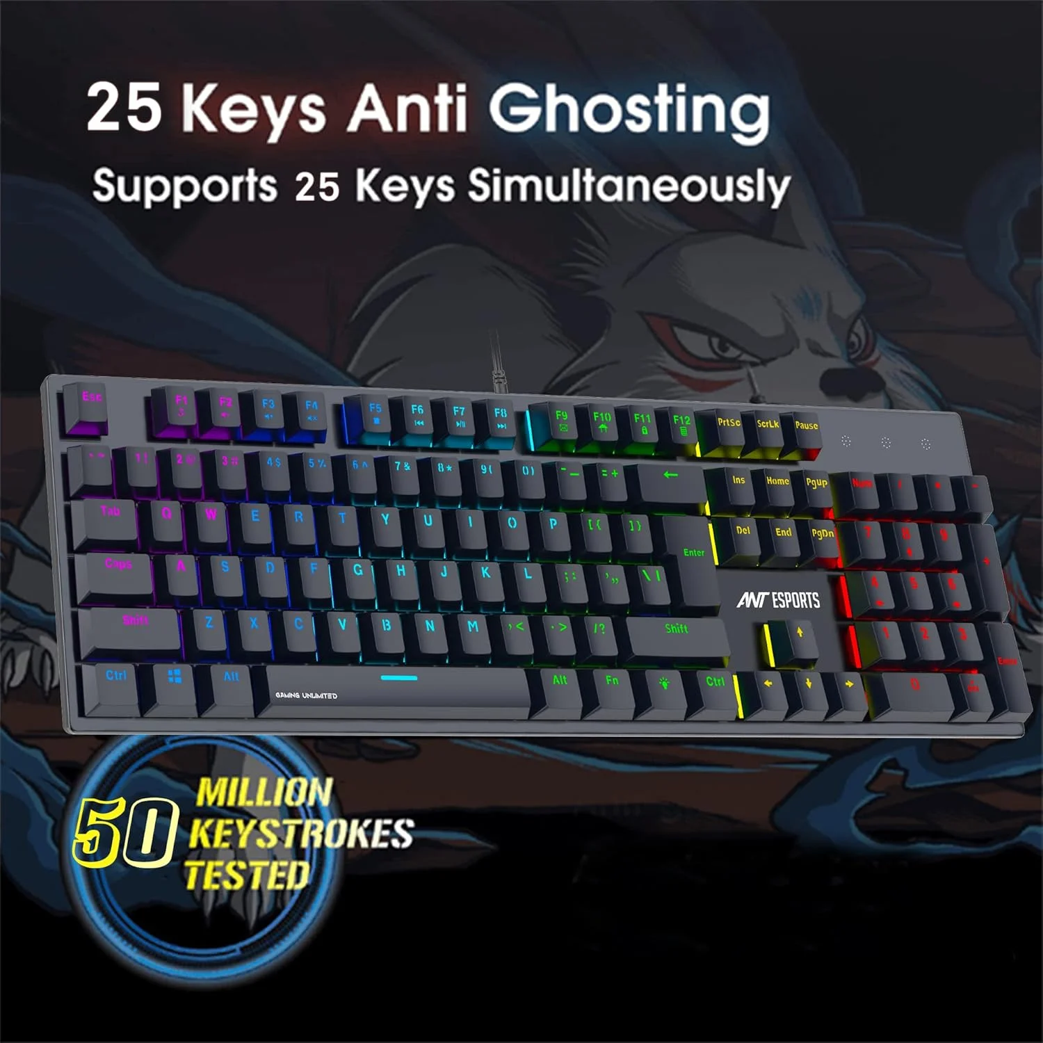 کیبورد گیمینگ مکانیکی سیم دار RGB Razer Ant Esports MK3400 V3 Pro نسخه World of Warship (مشکی)