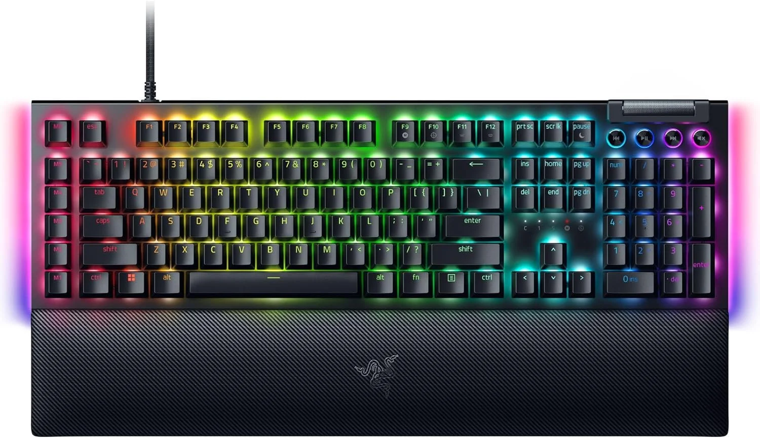 کیبورد گیمینگ مکانیکی Razer BlackWidow V4: سوییچ‌های زرد خطی و بی‌صدا - Chroma RGB - 6 کلید ماکرو اختصاصی - استراحتگاه مچی مغناطیسی - کلیدهای ABS دوتایی - غلطک چند منظوره و کلیدهای رسانه