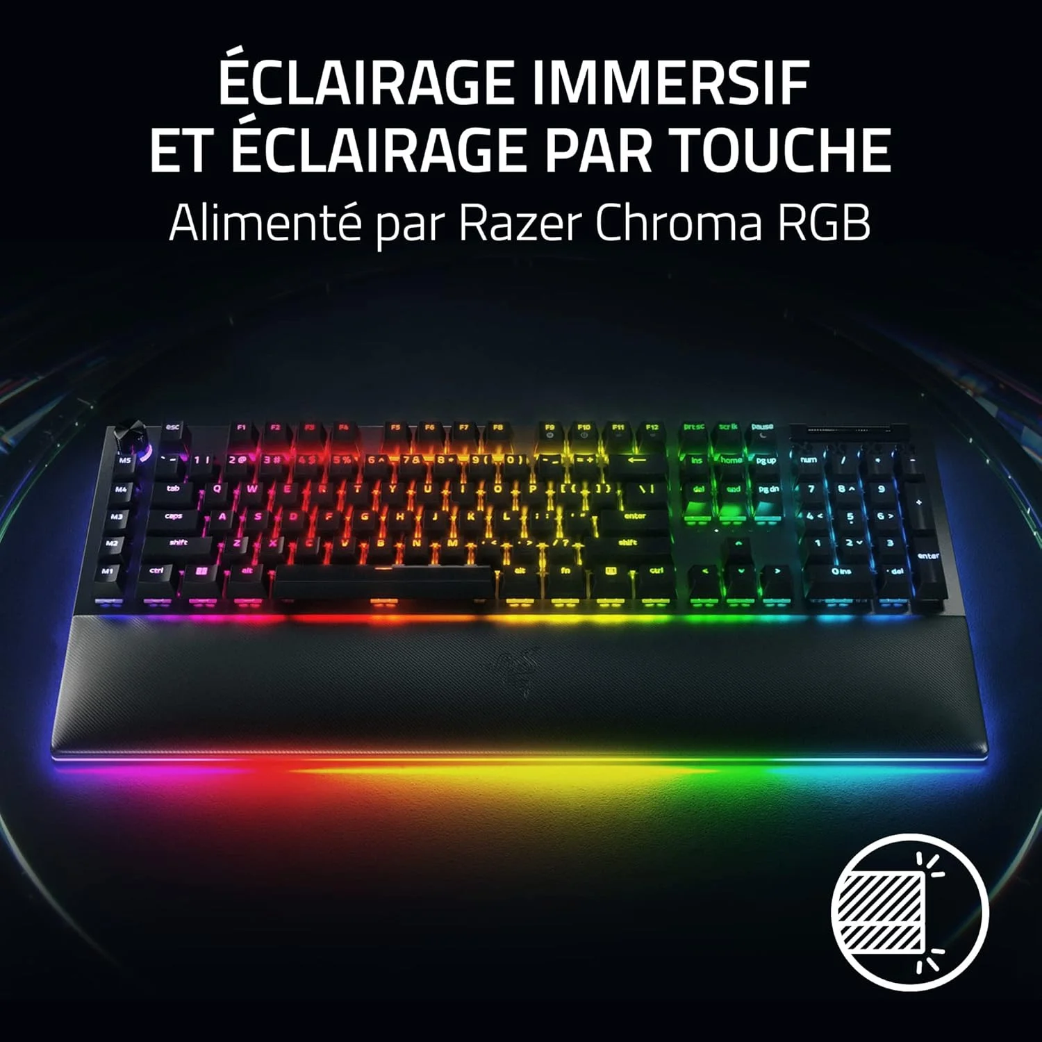 Razer BlackWidow V4 Pro (Switches Yellow) - Mechanical Gamer Keyboard (Silent Mechanical Witches, Wheel, 8 Dedicated Macro Keys, PU Leather Wrist Rest, RGB Chroma) FR Keyboard | Black Razer BlackWidow V4 Pro (Switches Yellow) - Mechanical Gamer Keyboard (Silent Mechanical Witches, Wheel, 8 Dedicated Macro Keys, PU Leather Wrist Rest, RGB Chroma) FR Keyboard | Black