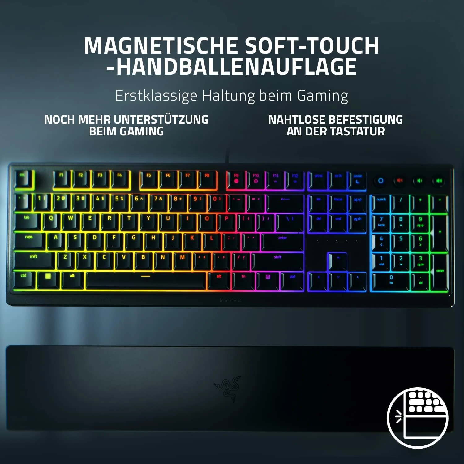 Razer Ornata V3 - Flat Mecha Membrane Keyboard with Razer Chroma RGB (Media Keys, Fully Programmable) QWERTZ | DE Layout, Black