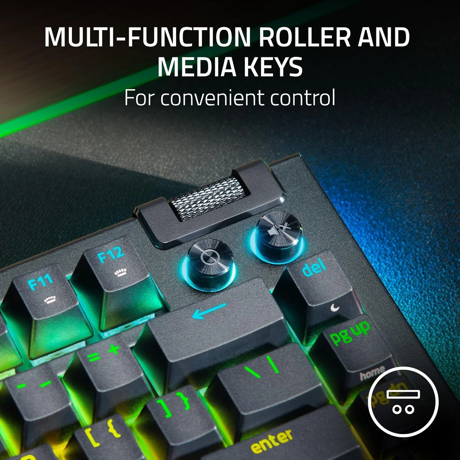 کیبورد گیمینگ مکانیکی Razer BlackWidow V4 75%: طراحی Hot-Swappable - جمع و جور و بادوام - سوییچ های نارنجی لمسی - Chroma RGB - غلتک MF و کلیدهای رسانه - استراحتگاه مچ دست راحت - مشکی