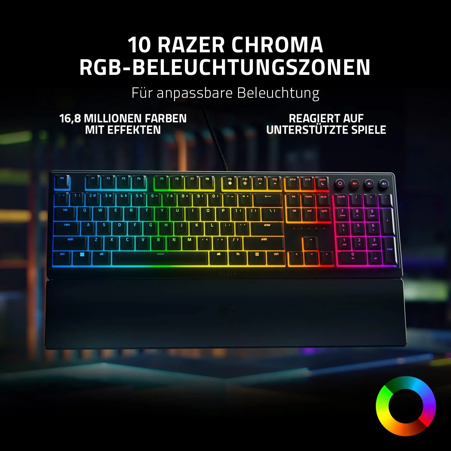 Razer Ornata V3 - Flat Mecha Membrane Keyboard with Razer Chroma RGB (Media Keys, Fully Programmable) QWERTZ | DE Layout, Black