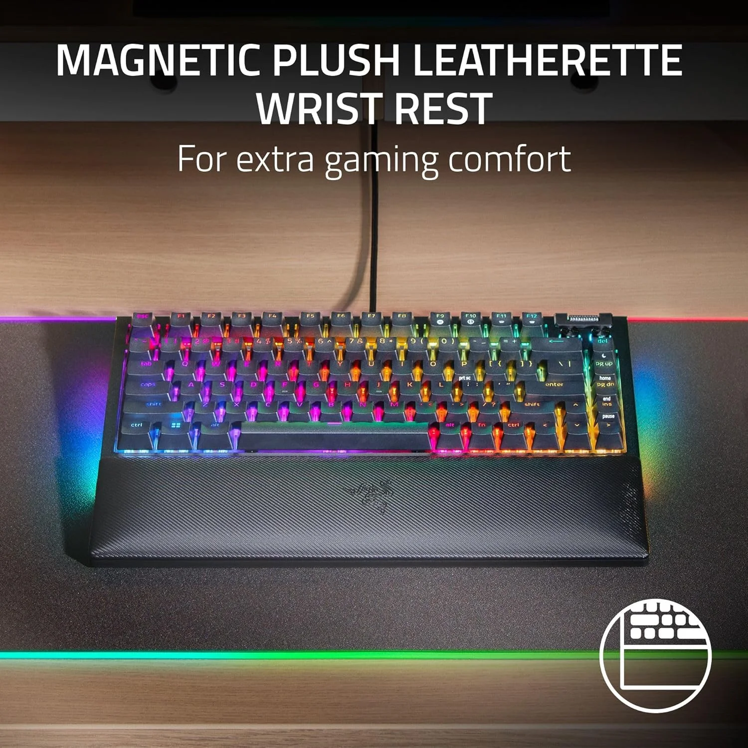 کیبورد گیمینگ مکانیکی Razer BlackWidow V4 75%: طراحی Hot-Swappable - جمع و جور و بادوام - سوییچ های نارنجی لمسی - Chroma RGB - غلتک MF و کلیدهای رسانه - استراحتگاه مچ دست راحت - مشکی