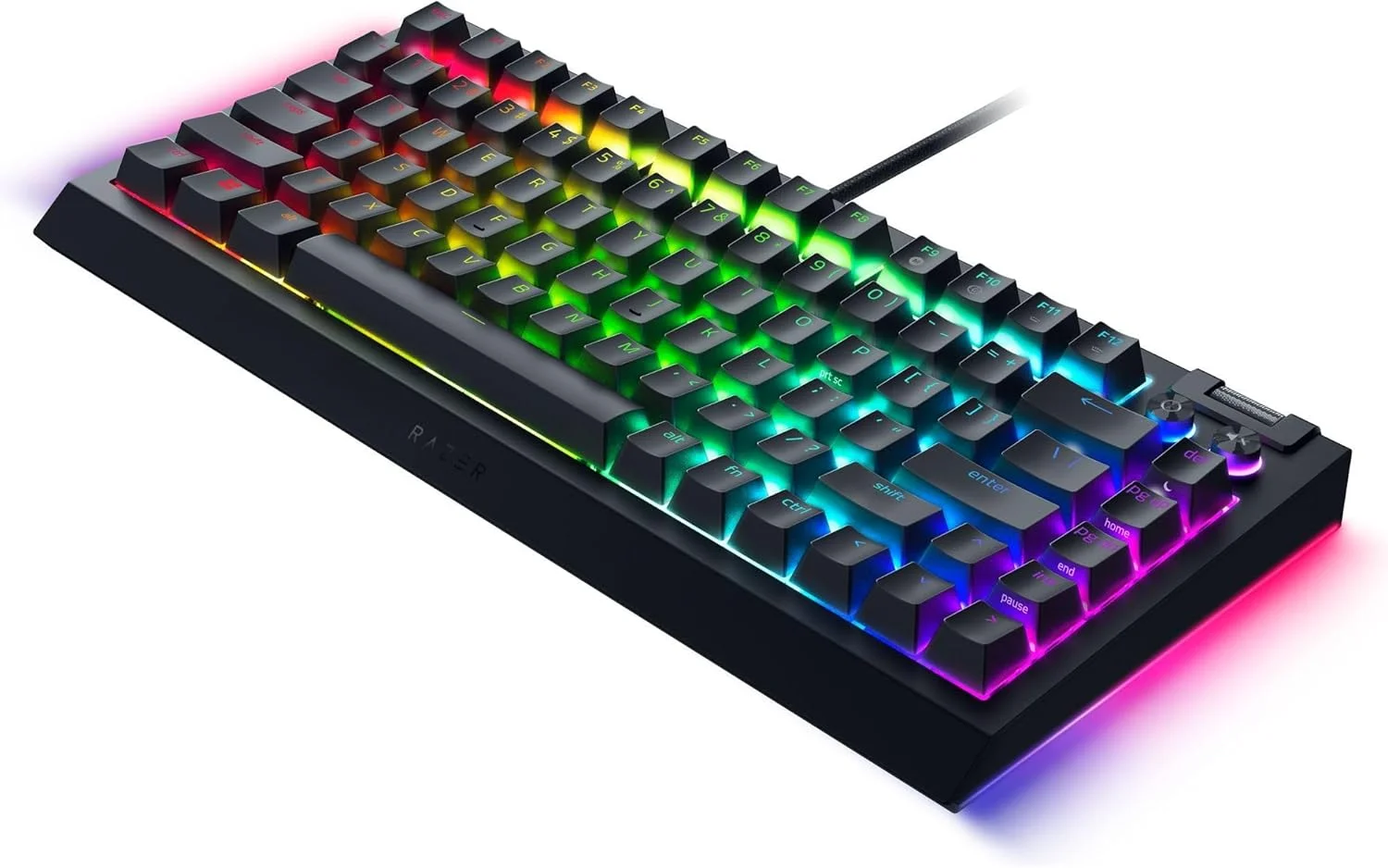 کیبورد گیمینگ مکانیکی Razer BlackWidow V4 75%: طراحی Hot-Swappable - جمع و جور و بادوام - سوییچ های نارنجی لمسی - Chroma RGB - غلتک MF و کلیدهای رسانه - استراحتگاه مچ دست راحت - مشکی