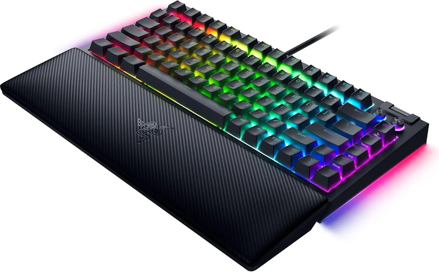 کیبورد گیمینگ مکانیکی Razer BlackWidow V4 75%: طراحی Hot-Swappable - جمع و جور و بادوام - سوییچ های نارنجی لمسی - Chroma RGB - غلتک MF و کلیدهای رسانه - استراحتگاه مچ دست راحت - مشکی