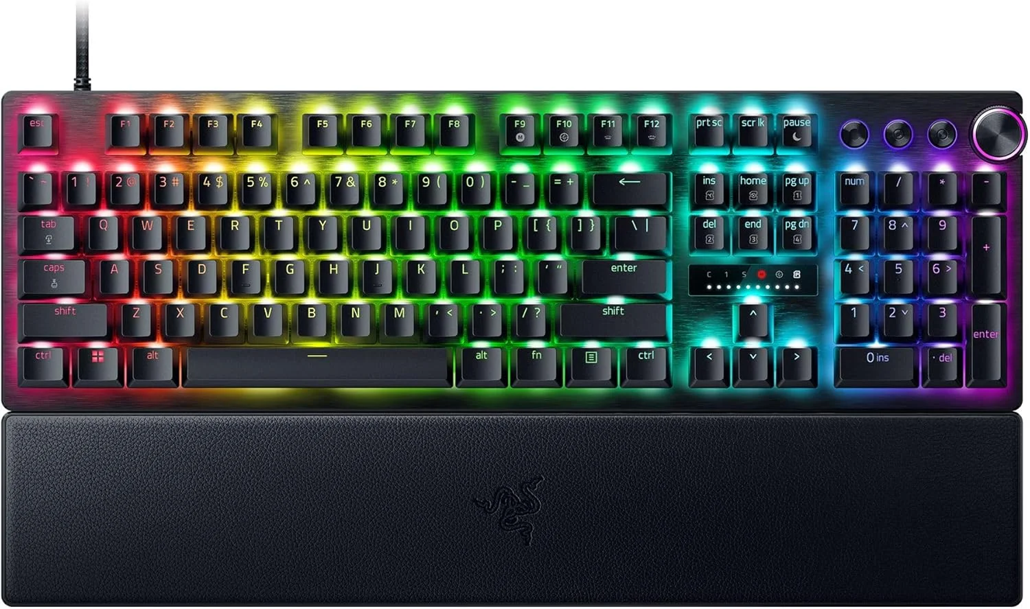 کیبورد گیمینگ Razer Huntsman V3 Pro Esports: سوییچ های اپتیکال آنالوگ با Rapid Trigger و Actuation قابل تنظیم - کلیدهای مدیا و دکمه چرخشی - کلیدهای PBT دابل شات - صفحه رویی آلومینیومی - استراحتگاه مچ دست
