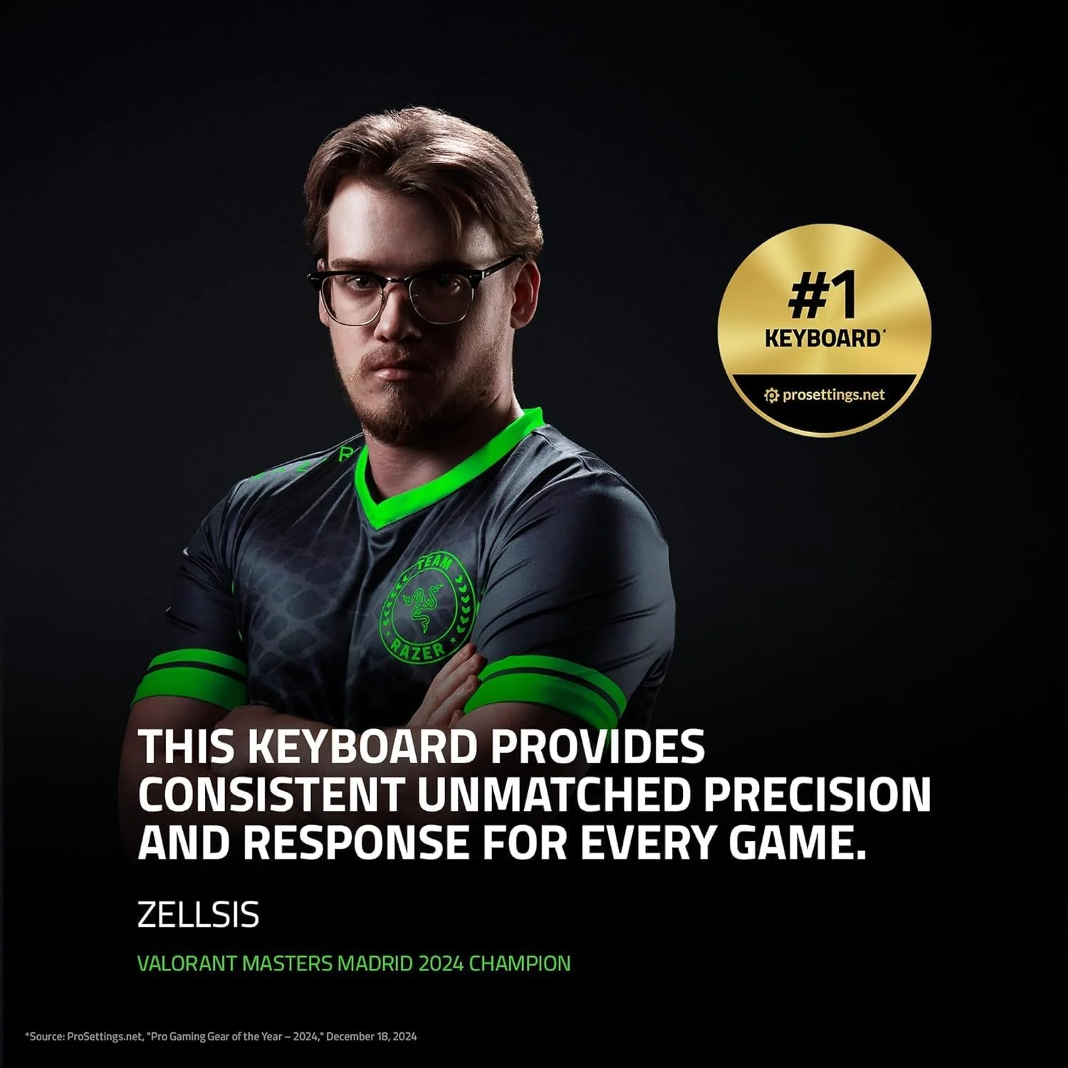 کیبورد گیمینگ Razer Huntsman V3 Pro Esports: سوییچ های اپتیکال آنالوگ با Rapid Trigger و Actuation قابل تنظیم - کلیدهای مدیا و دکمه چرخشی - کلیدهای PBT دابل شات - صفحه رویی آلومینیومی - استراحتگاه مچ دست