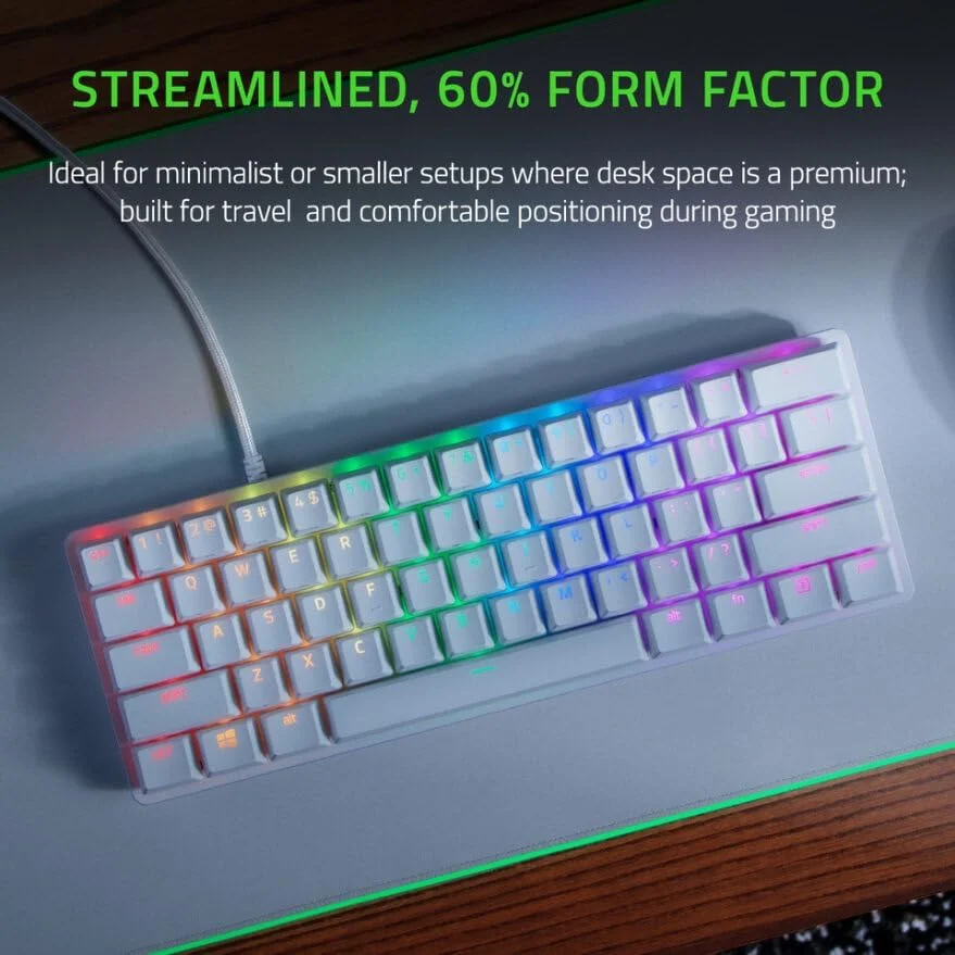 صفحه کلید گیمینگ اپتیکال 60% Razer Huntsman Mini Mercury (سوییچ قرمز خطی)