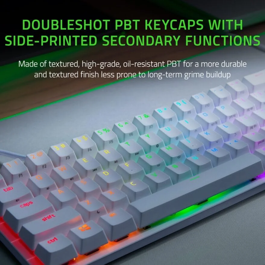 صفحه کلید گیمینگ اپتیکال 60% Razer Huntsman Mini Mercury (سوییچ قرمز خطی)