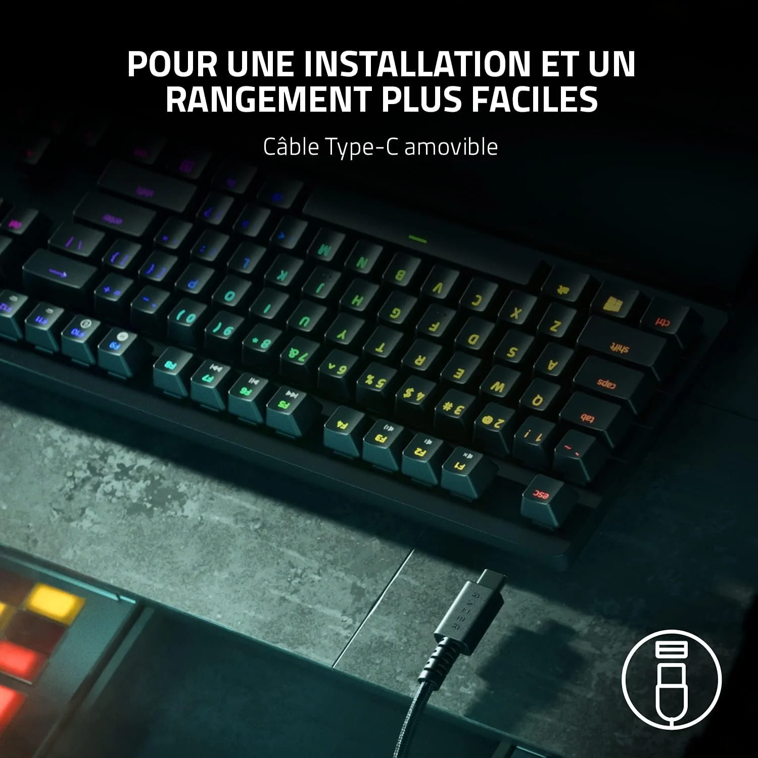 صفحه کلید گیمینگ اپتیکال Razer Huntsman V2 Tenkeyless (سوییچ قرمز) - (کلیدهای PBT دابل شات، کابل USB Type C جداشدنی، استراحتگاه مچ ارگونومیک) طرح فرانسوی | مشکی صفحه کلید گیمینگ اپتیکال Razer Huntsman V2 Tenkeyless (سوییچ قرمز) - (کلیدهای PBT دابل شات، کابل USB Type C جداشدنی، استراحتگاه مچ ارگونومیک) طرح فرانسوی | مشکی