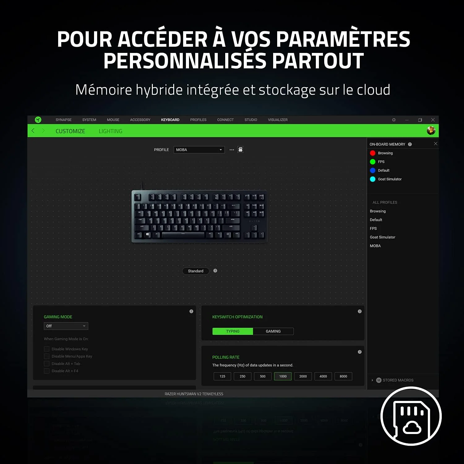 صفحه کلید گیمینگ اپتیکال Razer Huntsman V2 Tenkeyless (سوییچ قرمز) - (کلیدهای PBT دابل شات، کابل USB Type C جداشدنی، استراحتگاه مچ ارگونومیک) طرح فرانسوی | مشکی صفحه کلید گیمینگ اپتیکال Razer Huntsman V2 Tenkeyless (سوییچ قرمز) - (کلیدهای PBT دابل شات، کابل USB Type C جداشدنی، استراحتگاه مچ ارگونومیک) طرح فرانسوی | مشکی