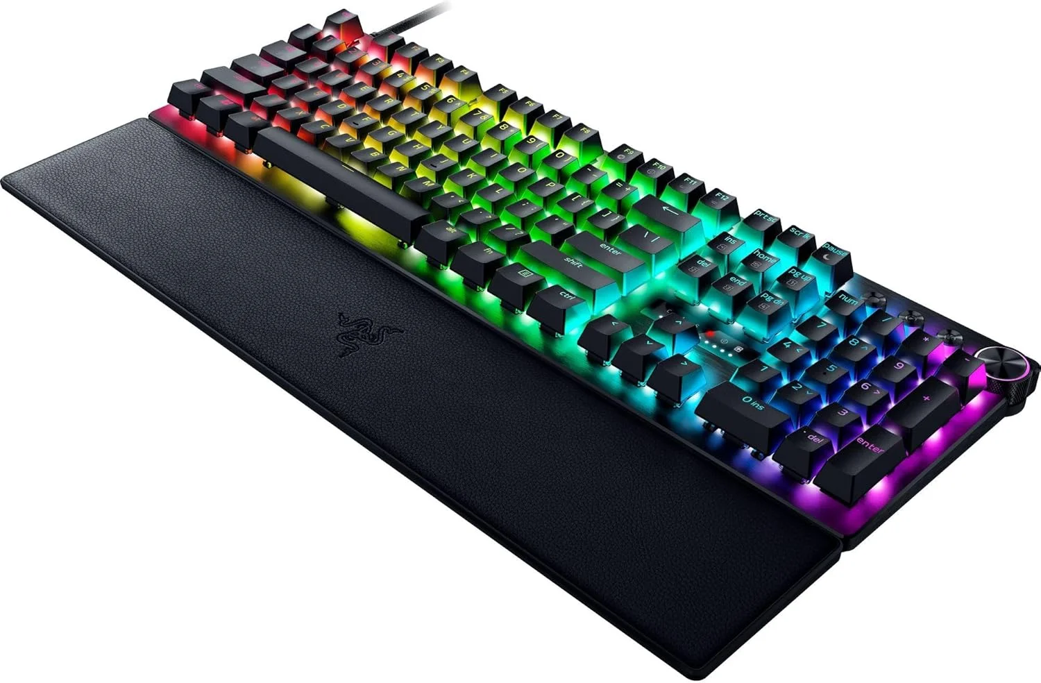 کیبورد گیمینگ Razer Huntsman V3 Pro Esports: سوییچ های اپتیکال آنالوگ با Rapid Trigger و Actuation قابل تنظیم - کلیدهای مدیا و دکمه چرخشی - کلیدهای PBT دابل شات - صفحه رویی آلومینیومی - استراحتگاه مچ دست