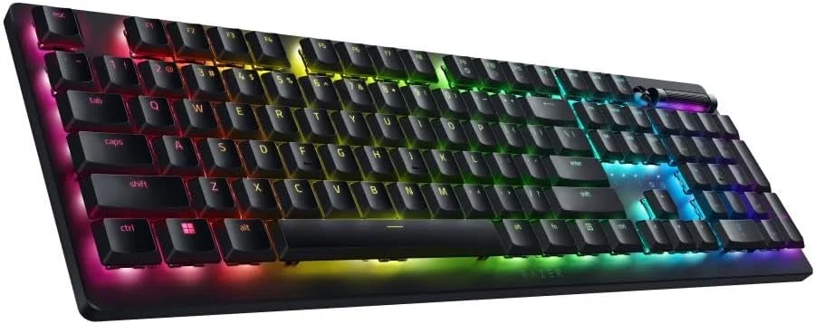 کیبورد گیمینگ اپتیکال بی‌سیم Razer DeathStalker V2 Pro (سوییچ قرمز) - پروفایل پایین، سوییچ‌های اپتیکال خطی، HyperSpeed Wireless، بلوتوث 5.0، کلیدهای حکاکی شده با لیزر، طرح‌بندی UK | مشکی