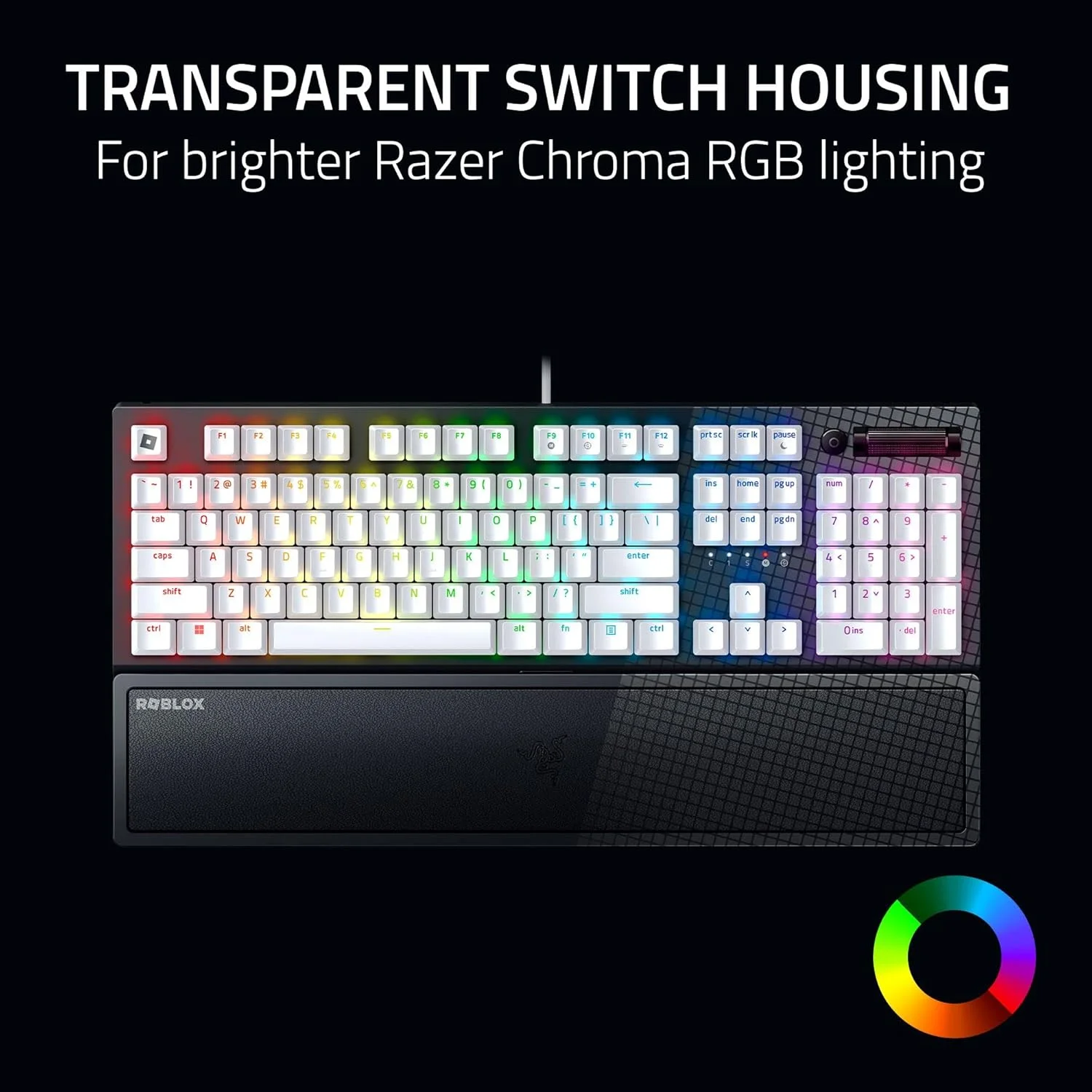 کیبورد گیمینگ مکانیکی Razer BlackWidow V3: سوییچ‌های مکانیکی سبز - لمسی و کلیکی - نورپردازی Chroma RGB - کلیدهای ABS با پوشش UV - ماکروهای قابل برنامه ریزی - نسخه Roblox